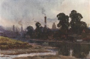 Newport from the Medina (farve litho) af Ernest William Haslehust
