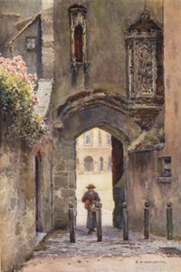 Penniless Gate, Wells (farve litho) af Ernest William Haslehust