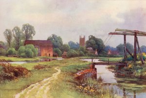 Themsen: Cricklade (farvelitografi) af Ernest William Haslehust