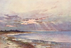Themsen: Looking Southward to the Nore (farvelitografi) af Ernest William Haslehust