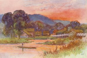 Themsen: Streatley (farvelitografi) af Ernest William Haslehust