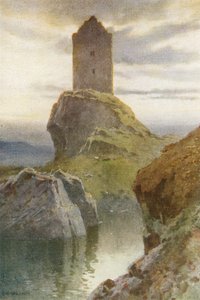 Smailholm Tower (farve litho) af Ernest William Haslehust