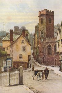 St. Mary Steps (farve litho) af Ernest William Haslehust