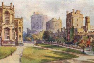 The Lower Ward, Windsor Castle (farve litho) af Ernest William Haslehust