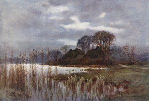 Mølledammen, Beaulieu (farve litho) af Ernest William Haslehust