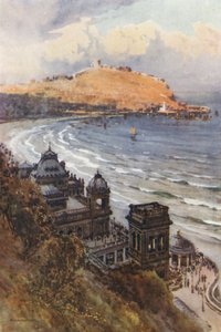 The Spa og South Bay (farve litho) af Ernest William Haslehust