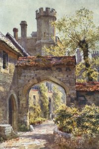 Winchester College: The Outer Gateway fra "Arcadia" (farve litho) af Ernest William Haslehust