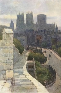 York fra bymurene (farve litho) af Ernest William Haslehust