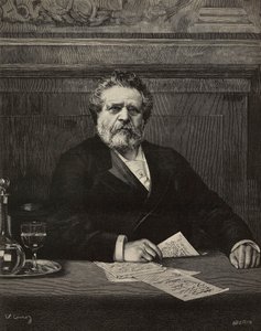 Giosue Carducci (1835-1907), italiensk digter og forfatter, nobelpristager i 1906, gravering af Ernesto Mancastroppa fra maleri af Vittorio Corcos, fra L
