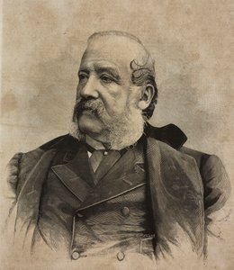 Portræt af Gerolamo Induno (1825-1890), italiensk maler, gravering af Ernesto Mancastropa fra fotografi af Guigoni og Bossi, fra L