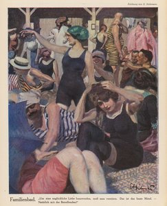 Strandscene (farve litho)