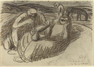 Italienske Bønder med Vinflasker af Ernst Barlach