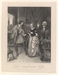 Mand beder om en kvindes hånd Goldschmieds Töchterlein (titel på objekt) Guldsmedens datter (serietitel) af Ernst Friedrich Oldermann