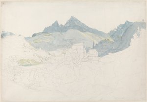 Berchtesgaden med Watzmann-toppen i det fjerne af Ernst Fries