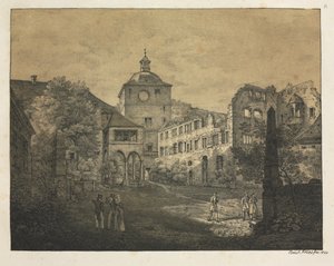 Seks udsigter over Heidelberg Slot: Slotsterrasse, 1820. af Ernst Fries