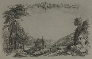 Seks udsigter over Heidelberg Slot: Forside, Jagtscene, 1820. af Ernst Fries