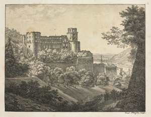 Seks udsigter over Heidelberg Slot: Mod nordøst, 1820. af Ernst Fries