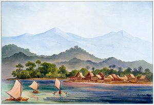 Landsby, Sumatra, Indonesien, 1906 af Ernst Haeckel