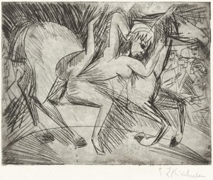 Akrobat på en hest Voltigeuse på hesteryg, 1913. af Ernst Ludwig Kirchner