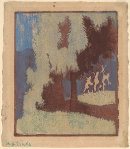 Kastanjetræer i måneskin, 1904. af Ernst Ludwig Kirchner