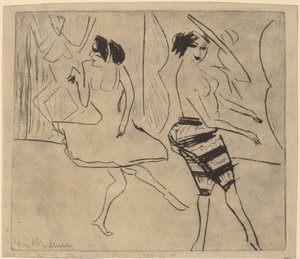 Dansere i studiet, 1911. af Ernst Ludwig Kirchner
