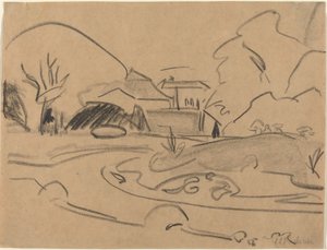 Gangstier og pavillon i Dresden Grosser Garten, ca. 1909. af Ernst Ludwig Kirchner