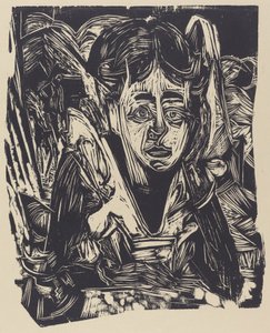 Pige drømmer, 1918. af Ernst Ludwig Kirchner