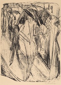 Lady in the Rain, 1914. af Ernst Ludwig Kirchner