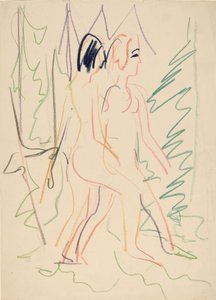 To nøgenbilleder i en skov, 1925. af Ernst Ludwig Kirchner