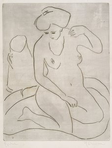 Nøgen i badekar med halskæde. 1909 af Ernst Ludwig Kirchner