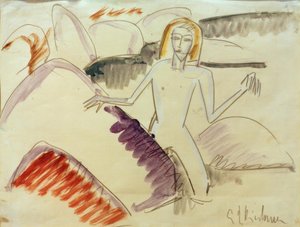 Badende på sten af Ernst Ludwig Kirchner