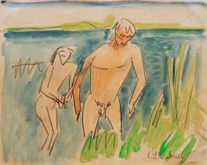 Badende i Moritzburg af Ernst Ludwig Kirchner