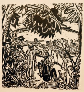 Badescene under grene af Ernst Ludwig Kirchner