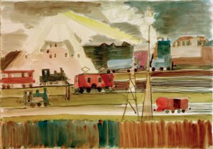 Jernbanestation, når solen går ned af Ernst Ludwig Kirchner