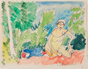 Badende ved søen , ca. 1907 (akvarel over blyant på papir) af Ernst Ludwig Kirchner