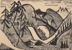 Bjerglandskab nær Glarus. 1933 af Ernst Ludwig Kirchner