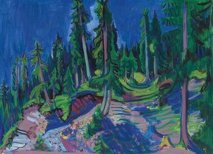 Bjergskovsstudie. 1936 af Ernst Ludwig Kirchner