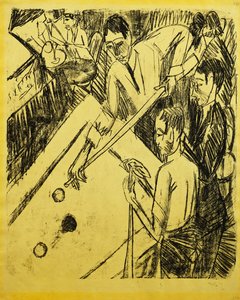billardspillere; Billardspillere, 1915 af Ernst Ludwig Kirchner