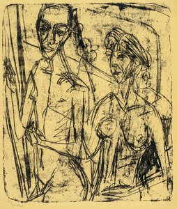 Par i værelse, nøgen mand med kvinde af Ernst Ludwig Kirchner