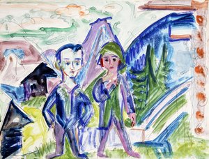 Par i et landskab af Ernst Ludwig Kirchner
