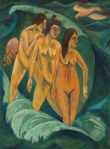 De tre badende. 1913 af Ernst Ludwig Kirchner