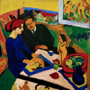 Doris og Heckel ved bordet af Ernst Ludwig Kirchner