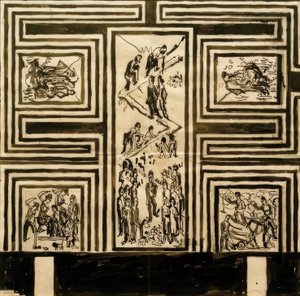 Udkast til maling af den lange væg i festsalen af Ernst Ludwig Kirchner