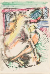 Erna bader i badekar af Ernst Ludwig Kirchner