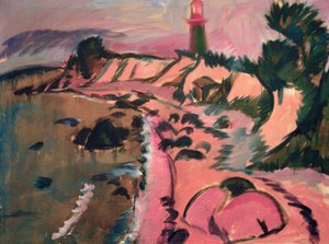 Femern kyst med fyrtårn af Ernst Ludwig Kirchner