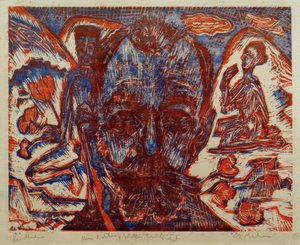 Ferdinand Hodler / Hodlerkopf / Farbholzschnitt v. E.L.Kirchner af Ernst Ludwig Kirchner