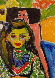 Fränzi foran en udskåret stol. 1910 af Ernst Ludwig Kirchner