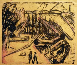 Freihafen Frankfurt am Main af Ernst Ludwig Kirchner