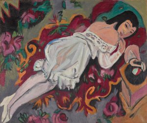 Pige i hvid chemise af Ernst Ludwig Kirchner