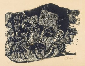 Leder Dr. Ludwig Binswanger og små piger. 1917/18 af Ernst Ludwig Kirchner